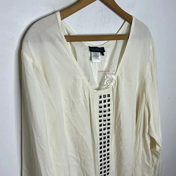 ULLA POPKEN Studded Trim Scoop Neck Blouse - Picture 3 of 11